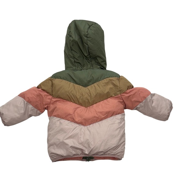 Swiss Tech Kids Toddler Girls Puffer Jacket Winter Coat Hooded Pink Green 2T - Picture 2 of 8